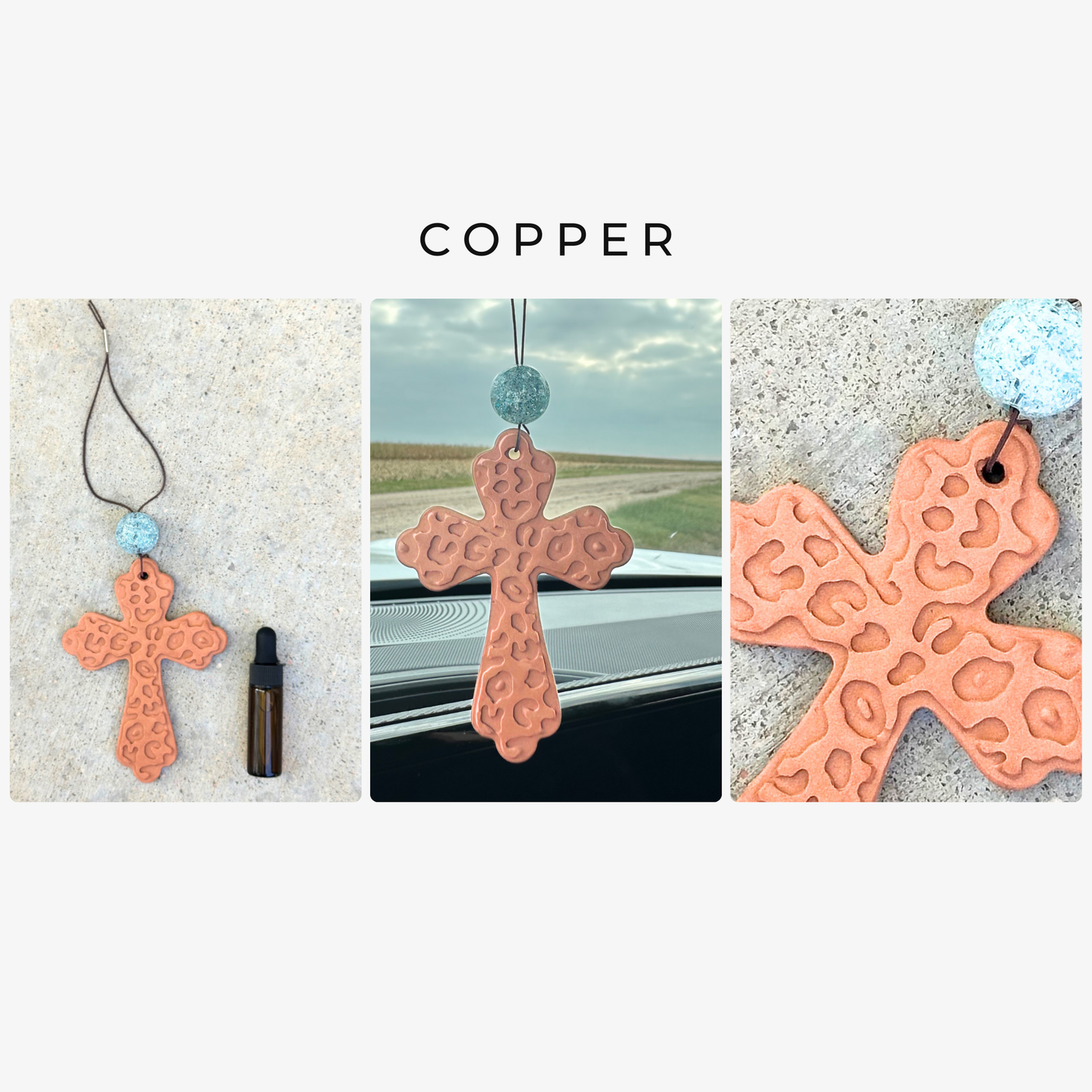 Leopard Print Cross Stone Car Freshener