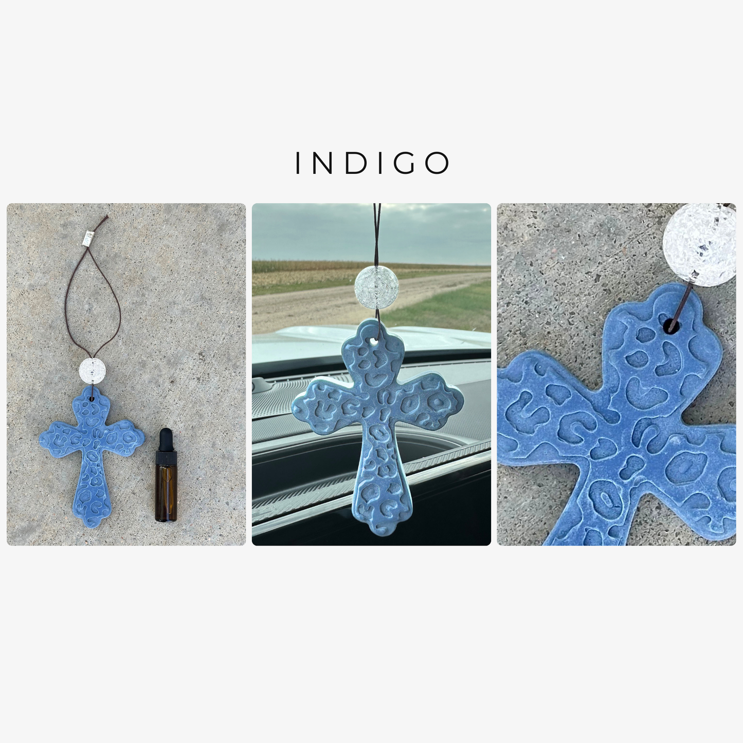Leopard Print Cross Stone Car Freshener