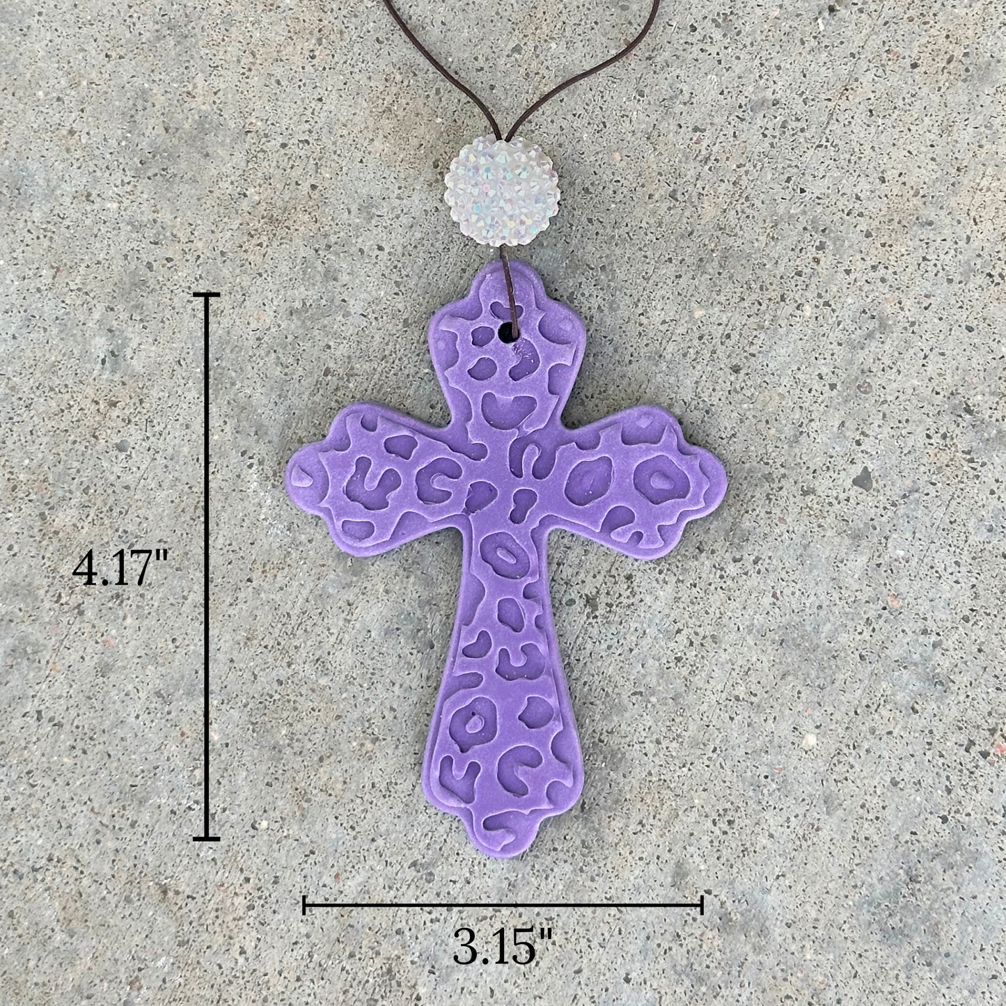 Leopard Print Cross Stone Car Freshener