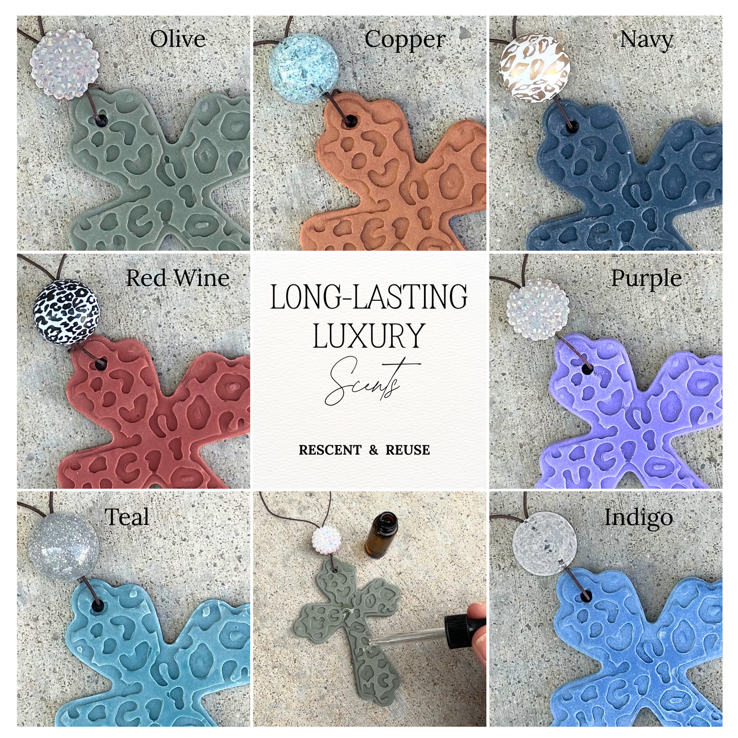 Leopard Print Cross Stone Car Freshener