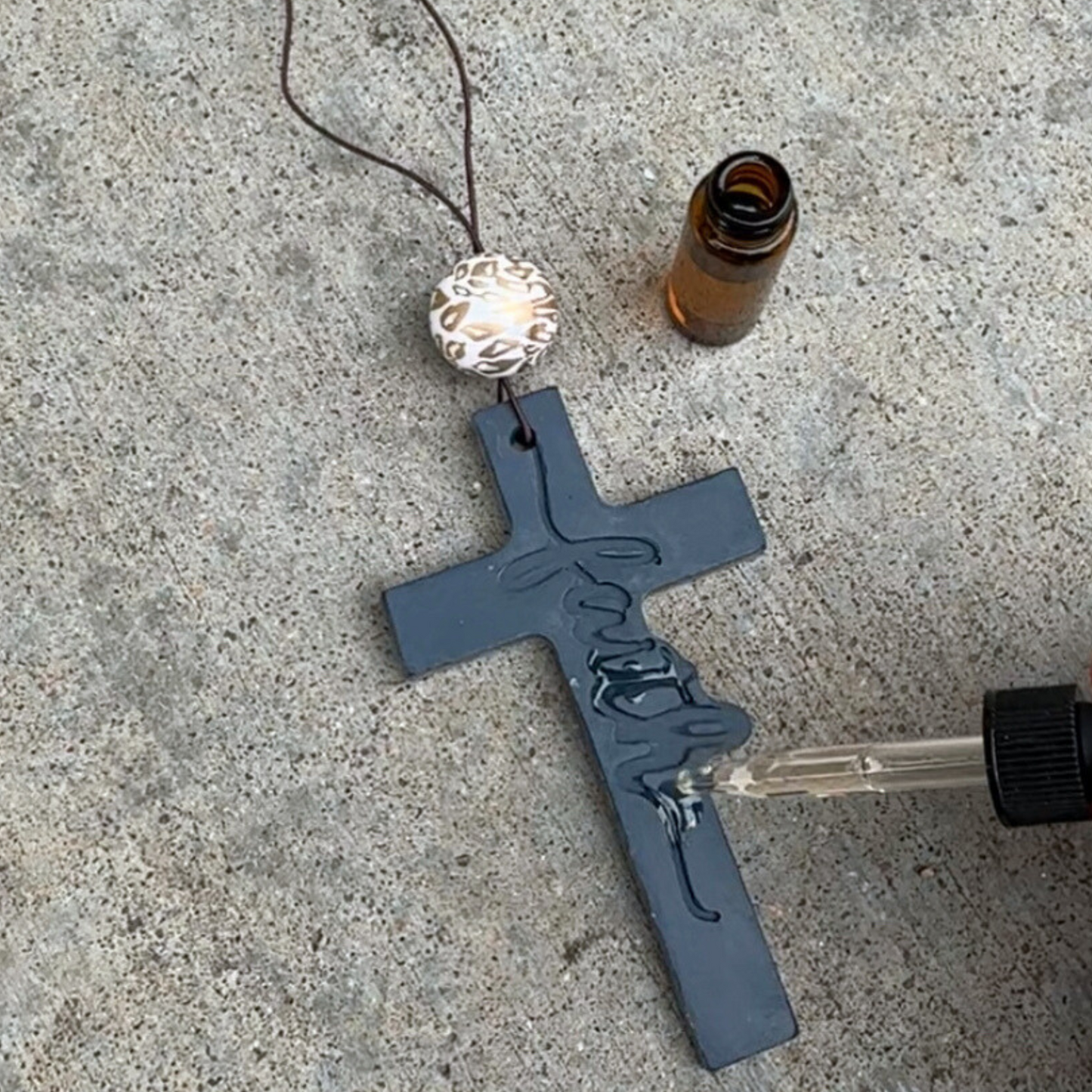 Faith Cross Stone Car Freshener