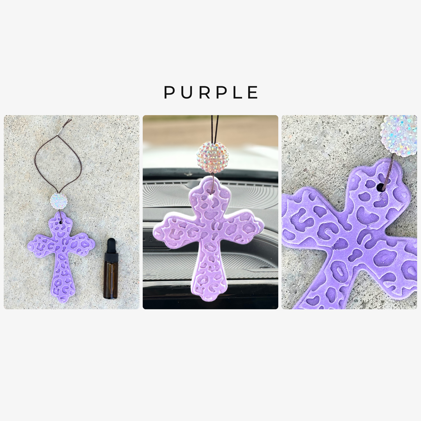 Leopard Print Cross Stone Car Freshener