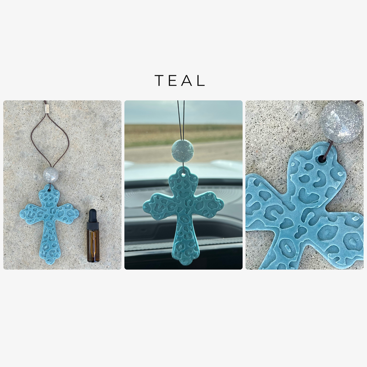 Leopard Print Cross Stone Car Freshener